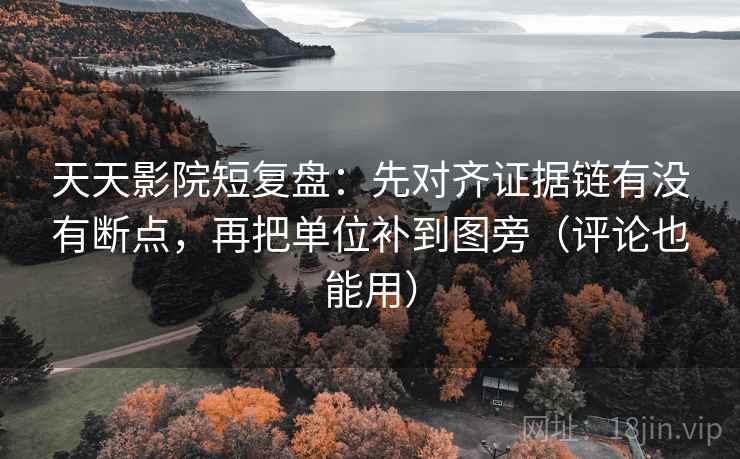 天天影院短复盘：先对齐证据链有没有断点，再把单位补到图旁（评论也能用）